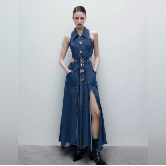 Urban Revivo Blue Denim Maxi Dress - Picture 1 of 10